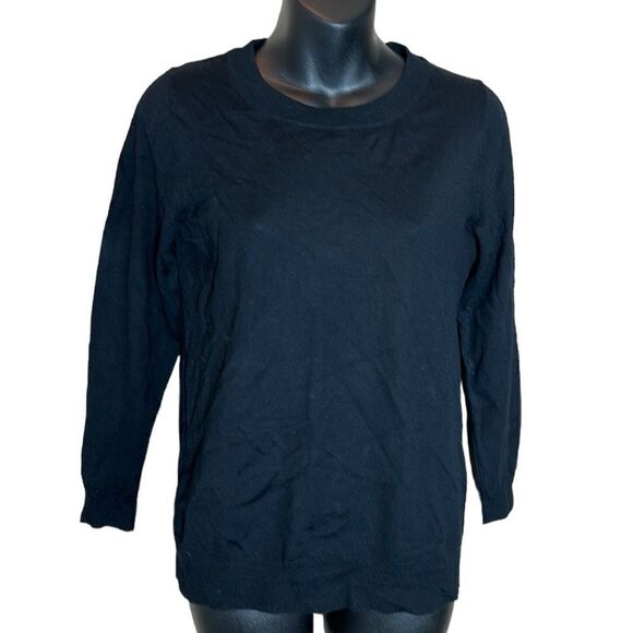 J crew 100% merino wool long sleeve sweater top small black - Picture 1 of 5